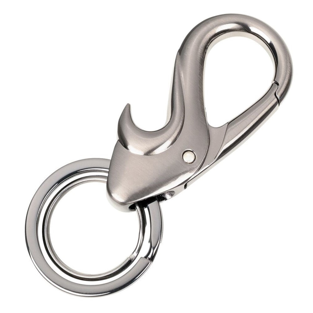 TROIKA Keyring: 2 Key Rings on Drop Design Carabiner Hook / Bottle Opener