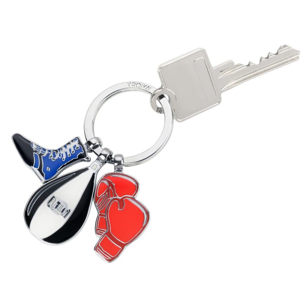 TROIKA Keyring with 3 Boxer Charms: Boxing Gloves, Boxing Boot & Punching Bag