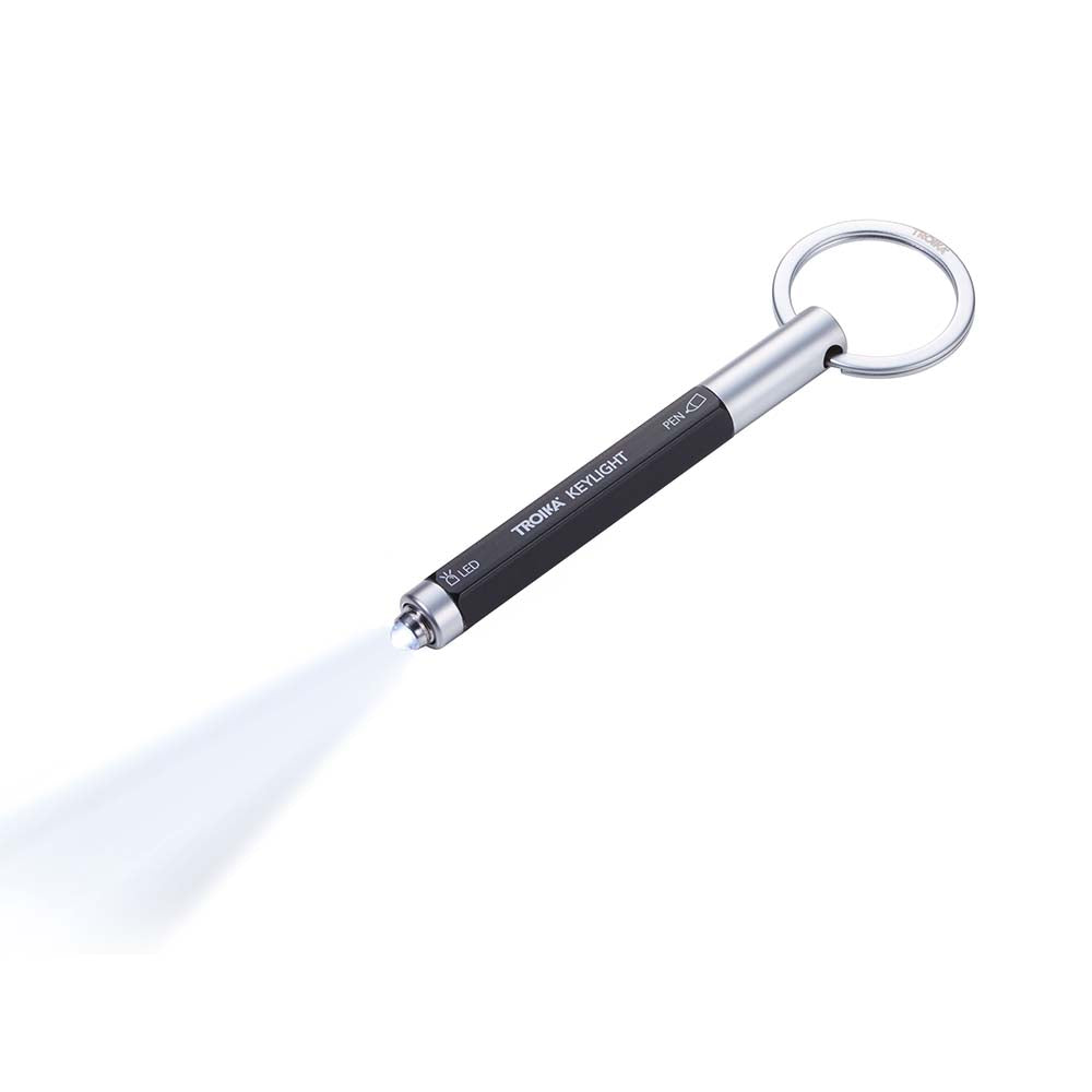 TROIKA Keyring with Torch and Micro Ballpoint Pen - Black
