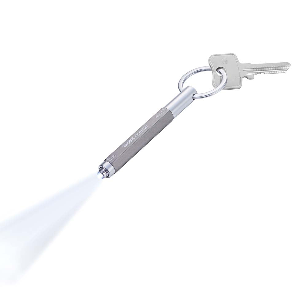 TROIKA Keyring with Torch and Micro Ballpoint Pen - Titanium