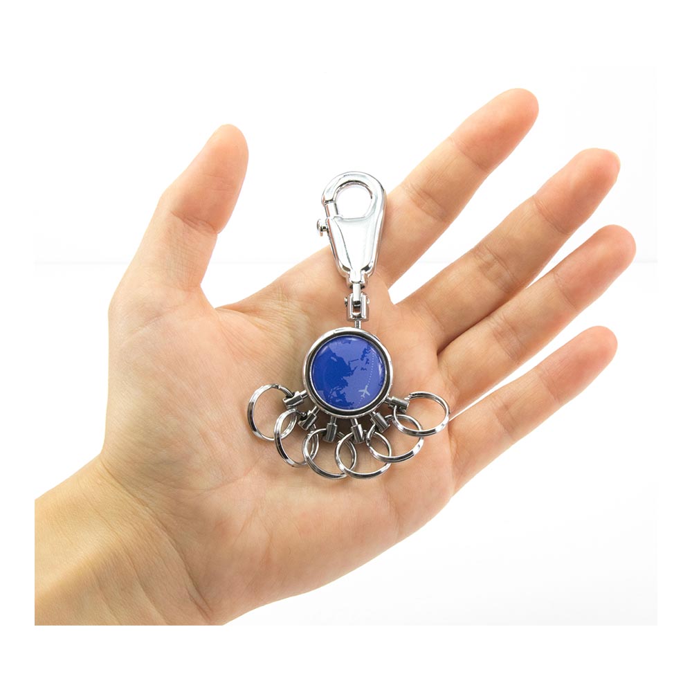 TROIKA Keyring  - Carabiner Hook and 6 Easy Release Rings Around the World