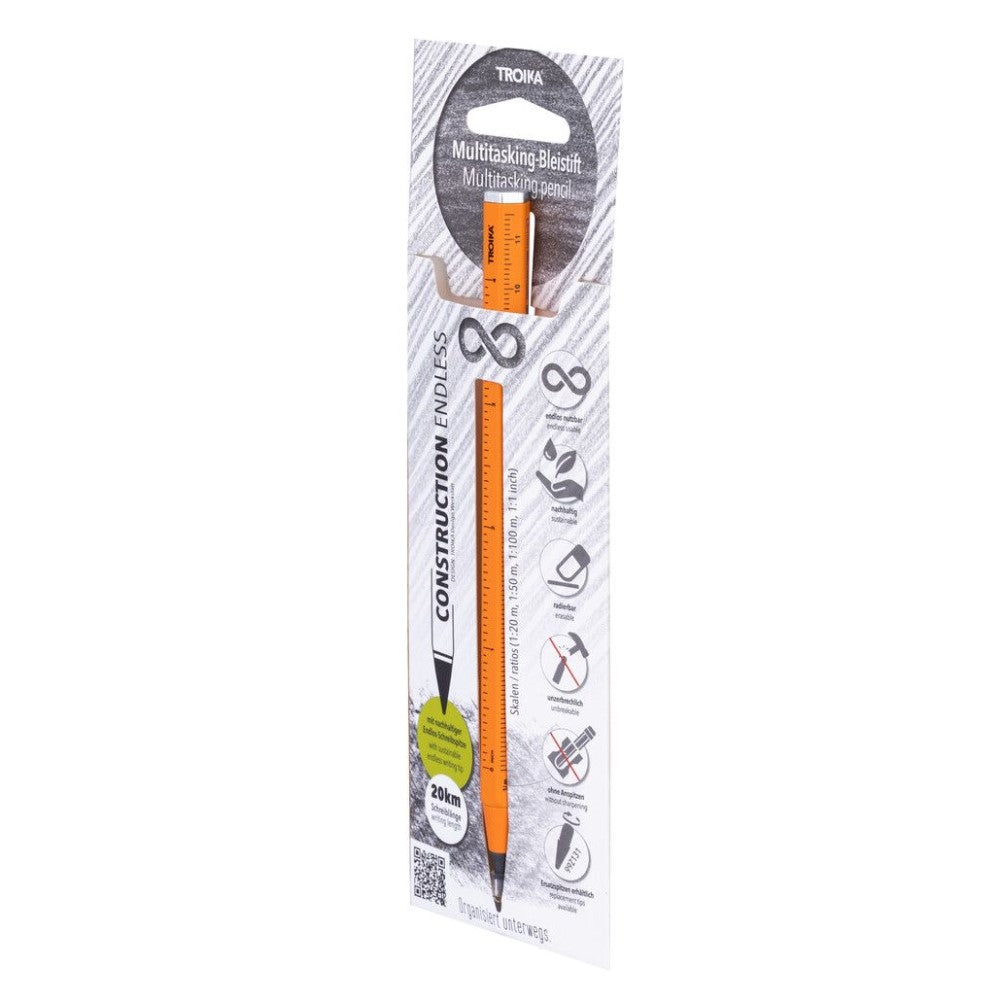 TROIKA HB Pencil: 20km Writing Length, No Sharpening Required – Orange