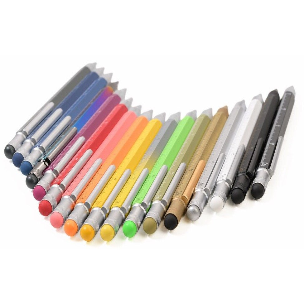 TROIKA Ballpoint Pen Mini Tool: Pen, Ruler, Screwdrivers, Spirit Level, Stylus: Concrete Grey
