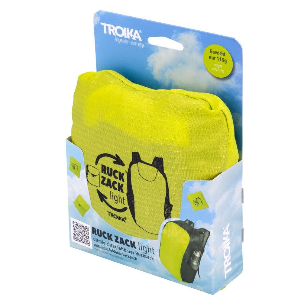 TROIKA Backpack - Foldable, Light, Water Repellent, 18L Capacity RUCKZACK - Bright Yellow / Green