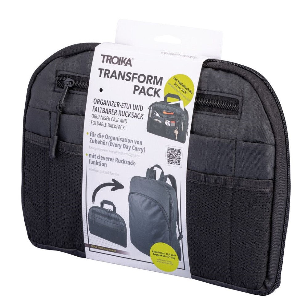 TROIKA Foldable Backpack or Organiser Case: 2-in-1 Bag Converts as Needed