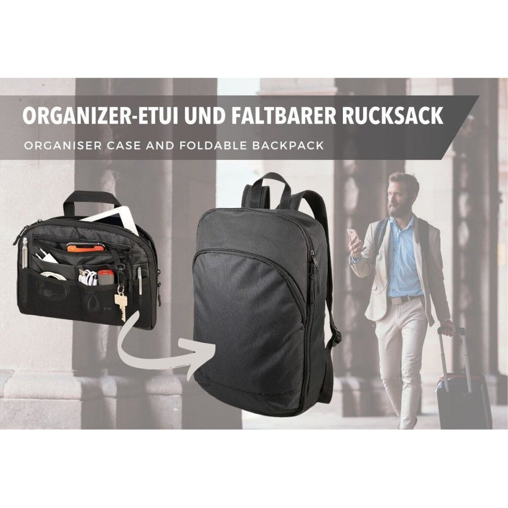 TROIKA Foldable Backpack or Organiser Case: 2-in-1 Bag Converts as Needed
