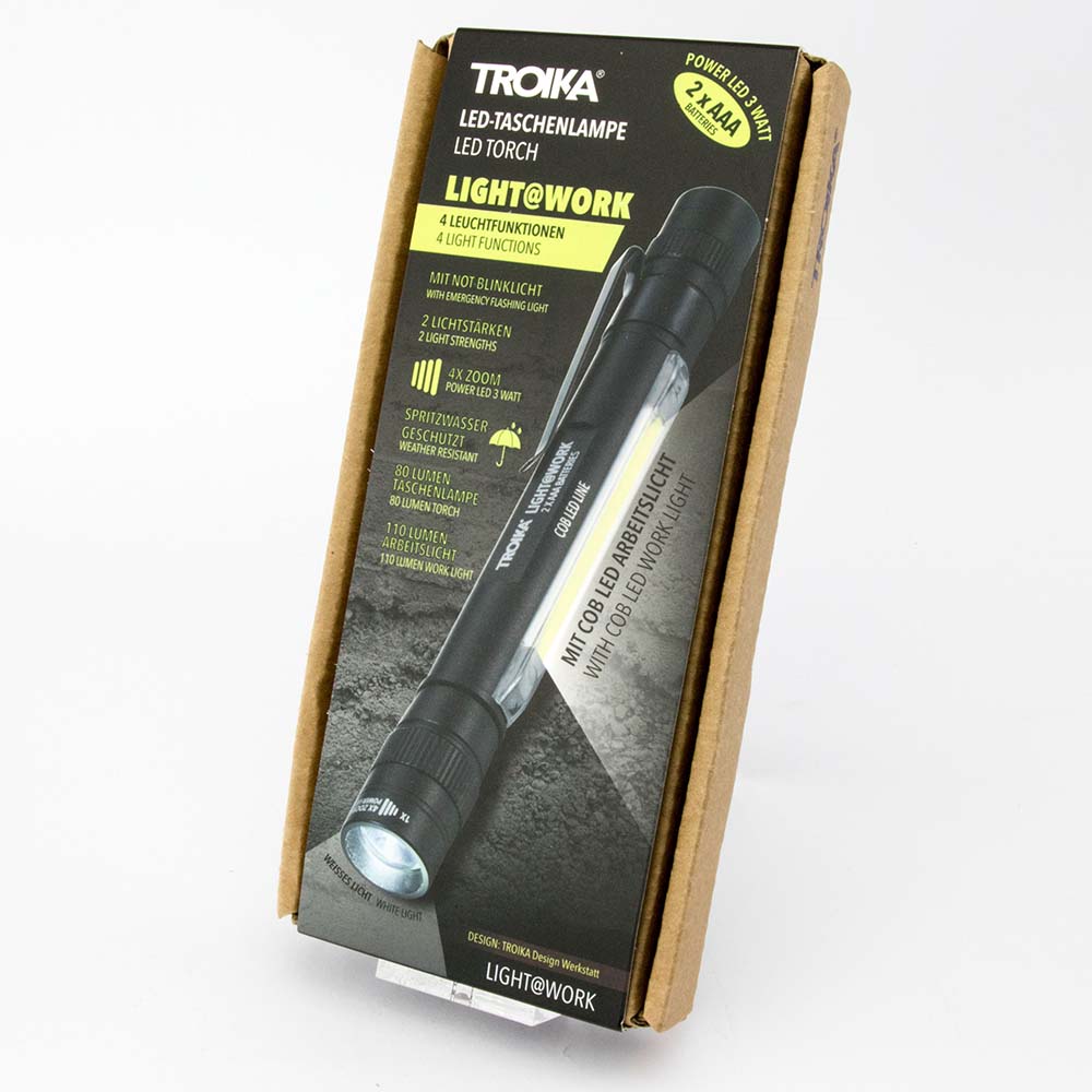 TROIKA 4-in-1 Super Bright LED Torch with Zoom Focus - Black