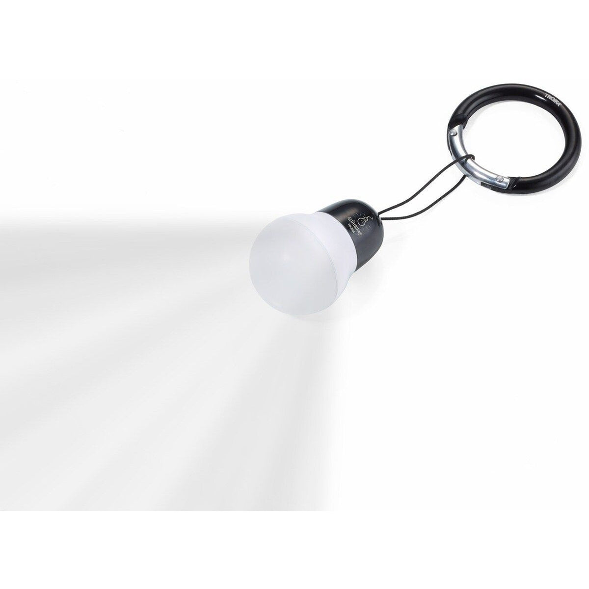 TROIKA light bulb bag light in black switched on