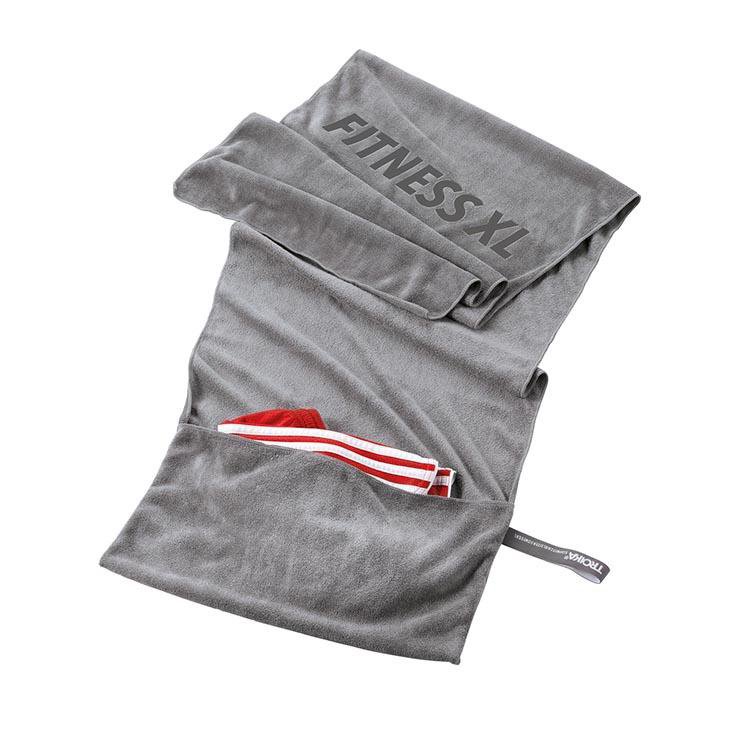 TROIKA Fitness Towel with Sewn-In Fold XL Grey
