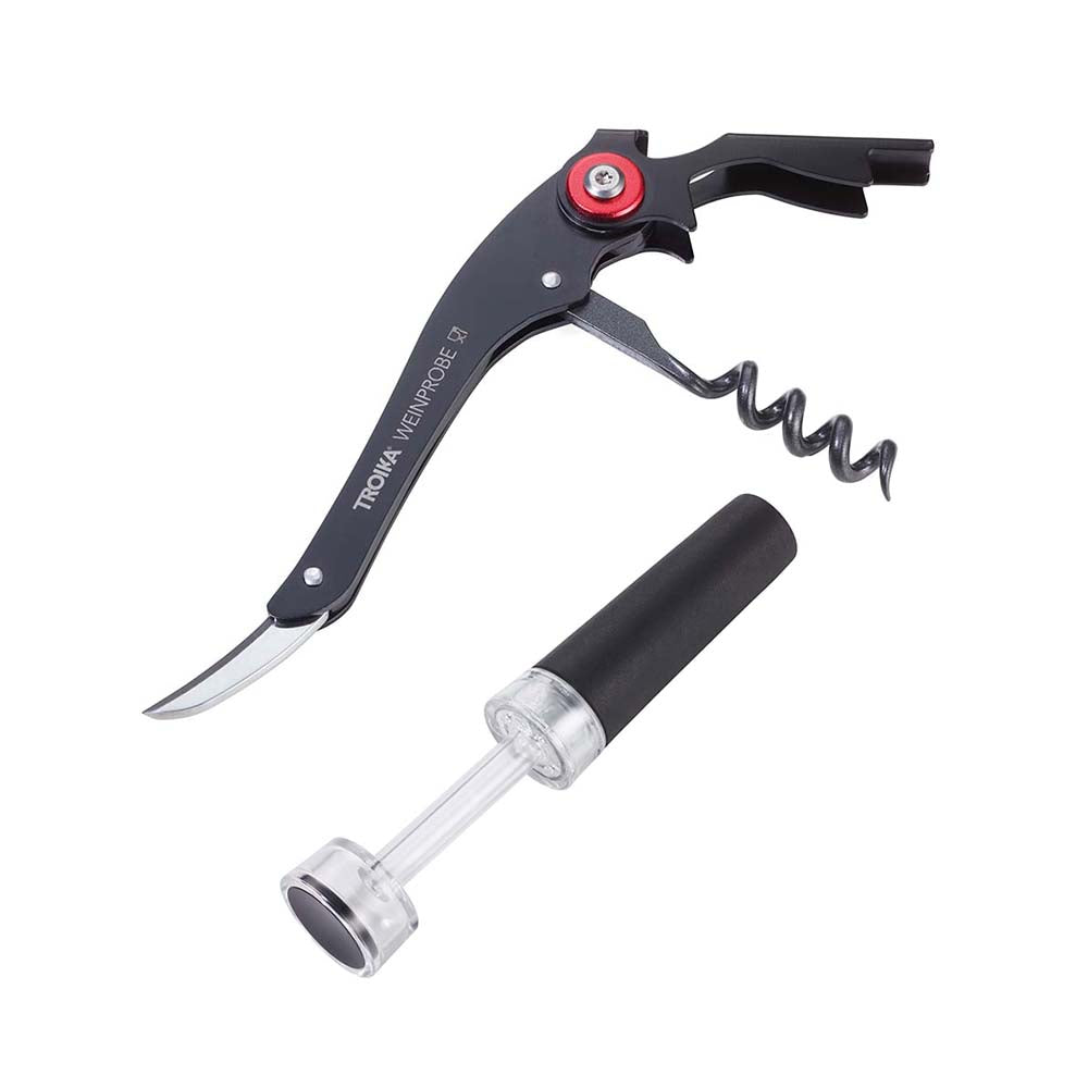 TROIKA Waiters Tool - Bottle Opener, Knife and Corkscrew plus Vacuum Seal