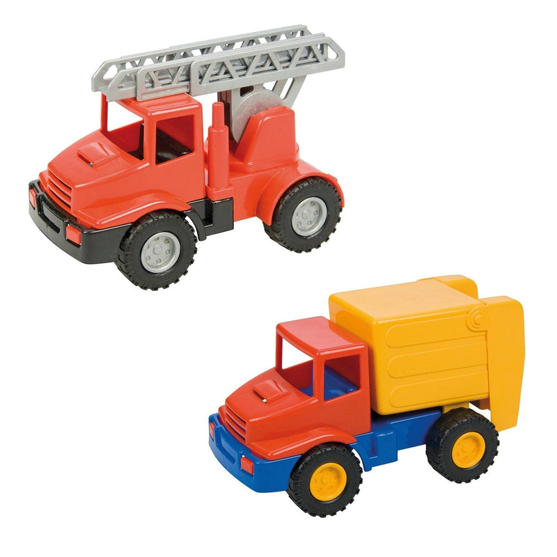 Lena Mini Compact Toy Garbage Truck and Fire Engine: Combo Set of 2