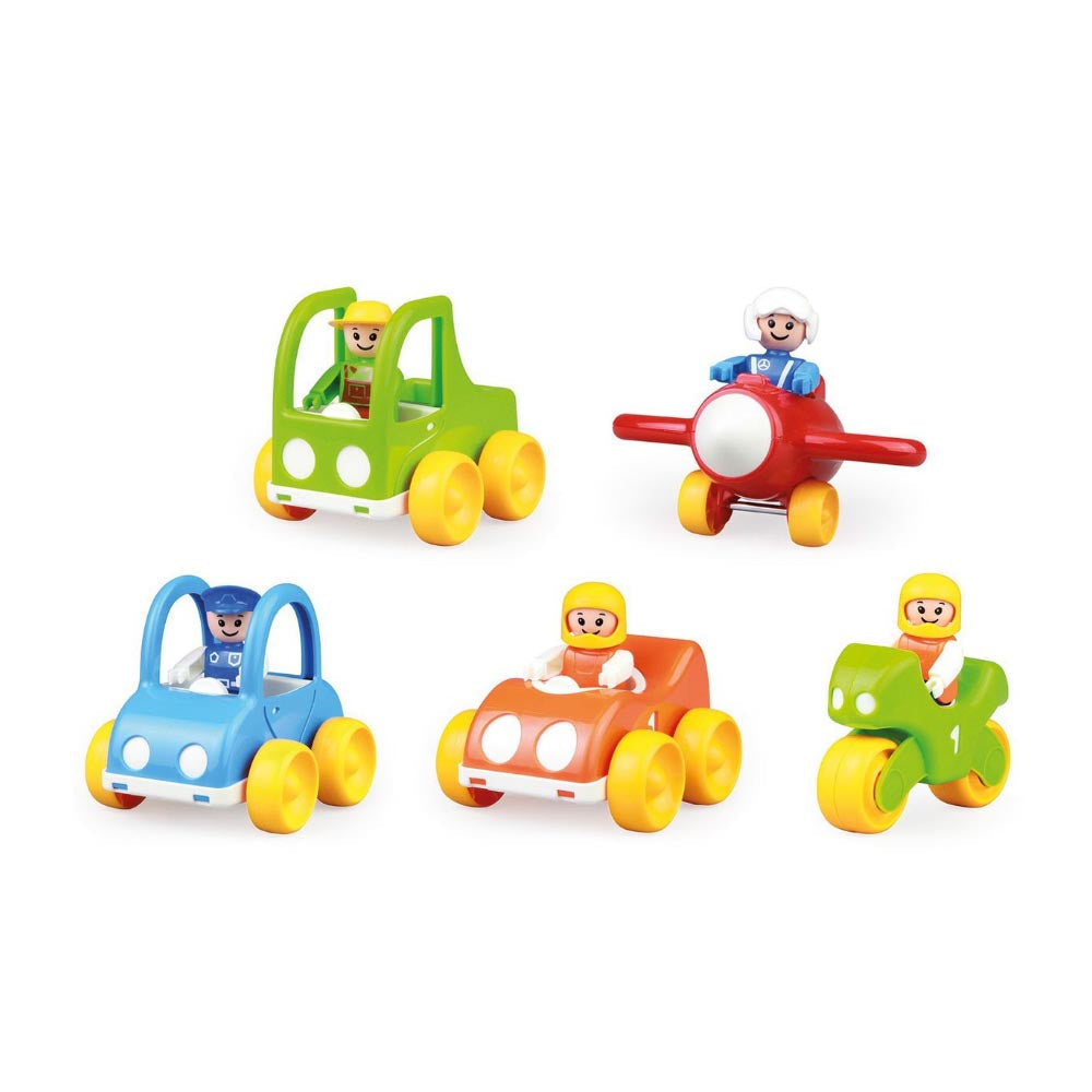 LENA My First Racers: Motorbike, Plane, Car, Pickup, Police Car - 5 Pieces