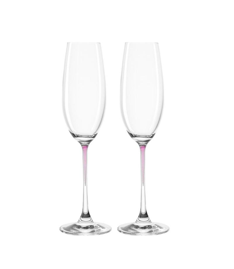 Leonardo Clear Champagne Glass with Purple Stem LA Perla Set of 2