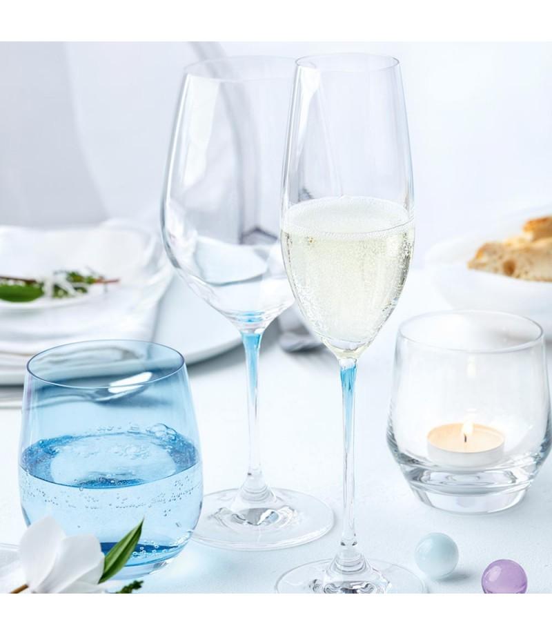 Leonardo Clear Champagne Glass with Blue Stem LA Perla Set of 2