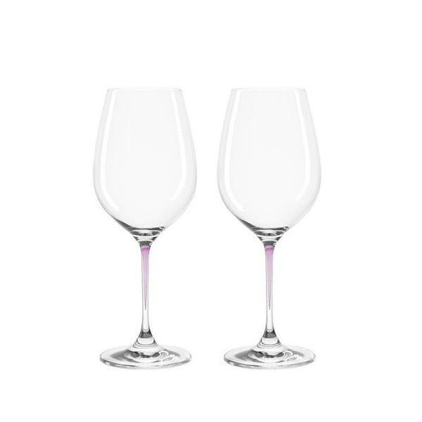 Leonardo Clear Wine Glass Set Purple Stem