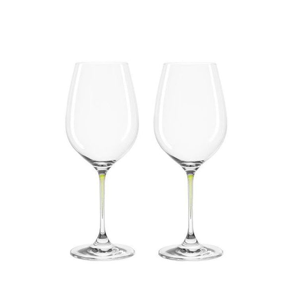 Leonardo Clear Wine Glass Set Green Stem