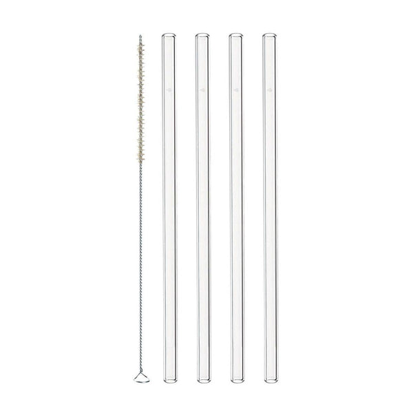 Leonardo Glass Straws with Cleaning Brush Ciao 20cm – Set of 4