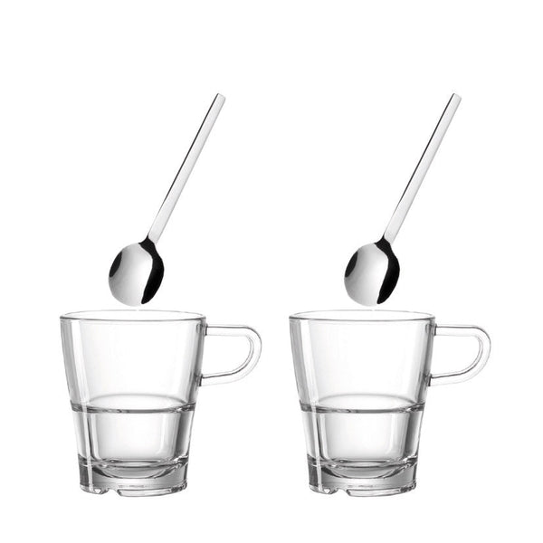Leonardo SENSO Glass Tea or Coffee Cup with Spoon  250ml – Set of 2