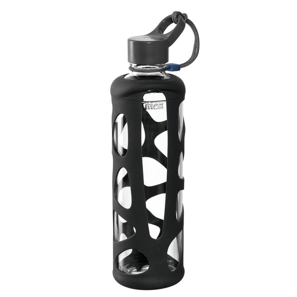 Leonardo Glass Drinking Bottle with Silicone Mesh Cover 750ml - Anthracite
