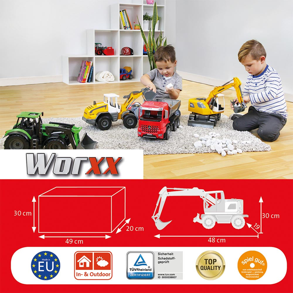 LENA Toy Excavator XL WORXX Liebherr A918 Litronic Replica 48 x 19 x 30cm