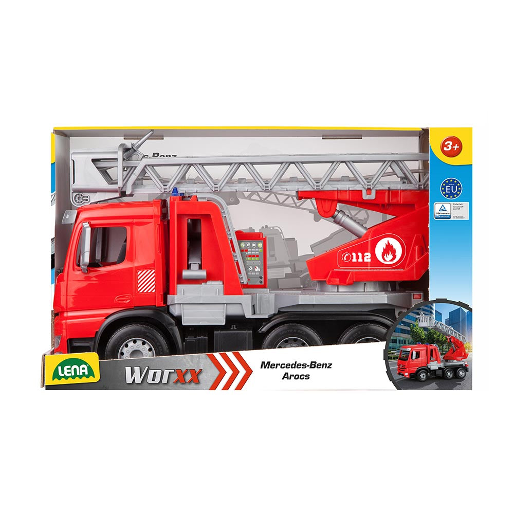 LENA Toy Fire Engine with Ladder: BOXED Arocs Replica WORXX 48cm