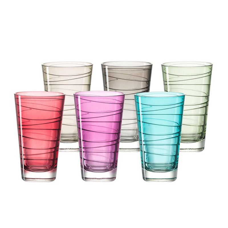Leonardo Tall Drinking Glasses in Assorted Colours VARIO 6 Piece