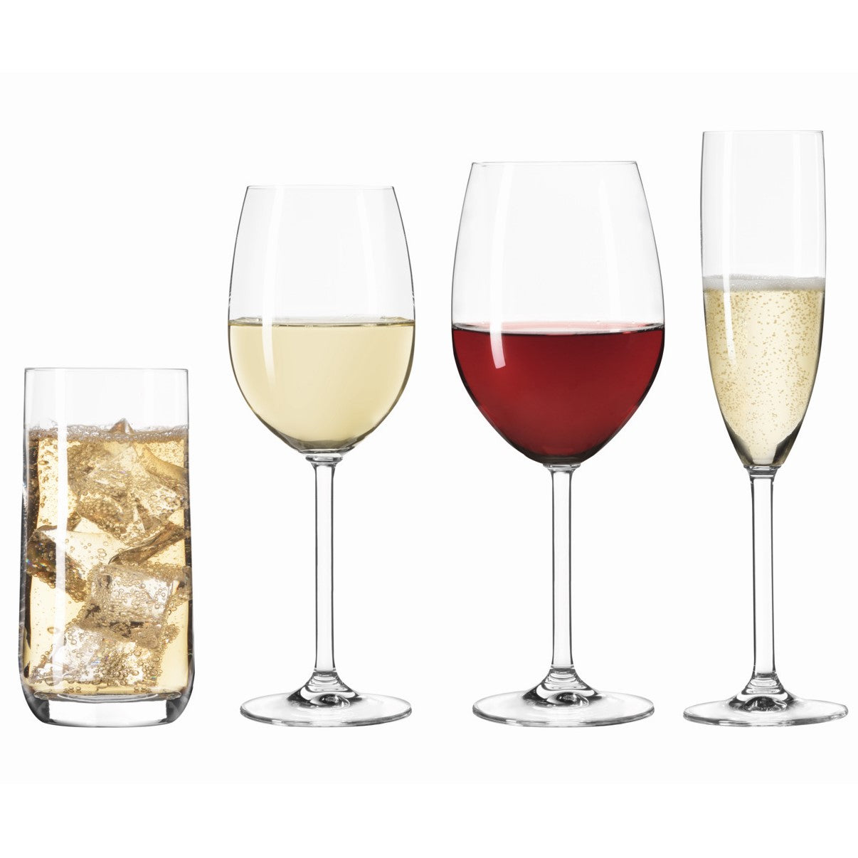 Leonardo DAILY Champagne, Red, White Wine & Tumbler Glasses - 16 Pcs (4 each)