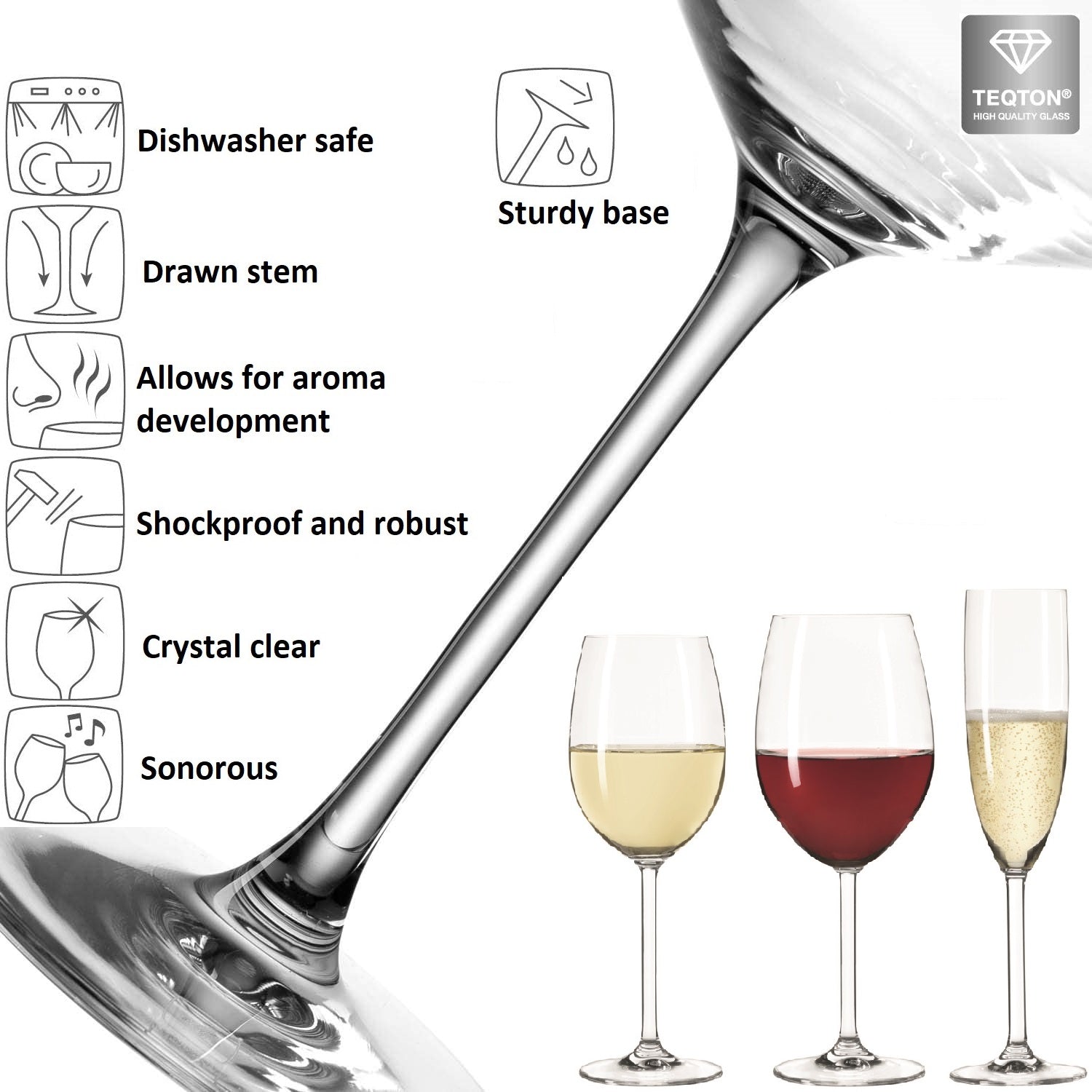 Leonardo DAILY Champagne, Red, White Wine & Tumbler Glasses - 16 Pcs (4 each)