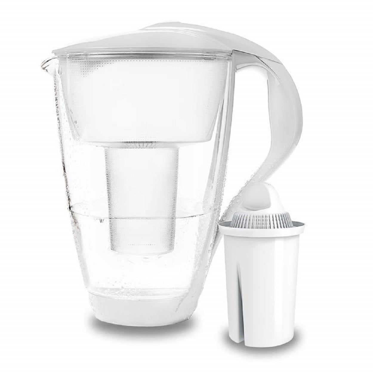 PearlCo Glass Water Filter Jug LED Classic 2 Litre + 3 Cartridges - White