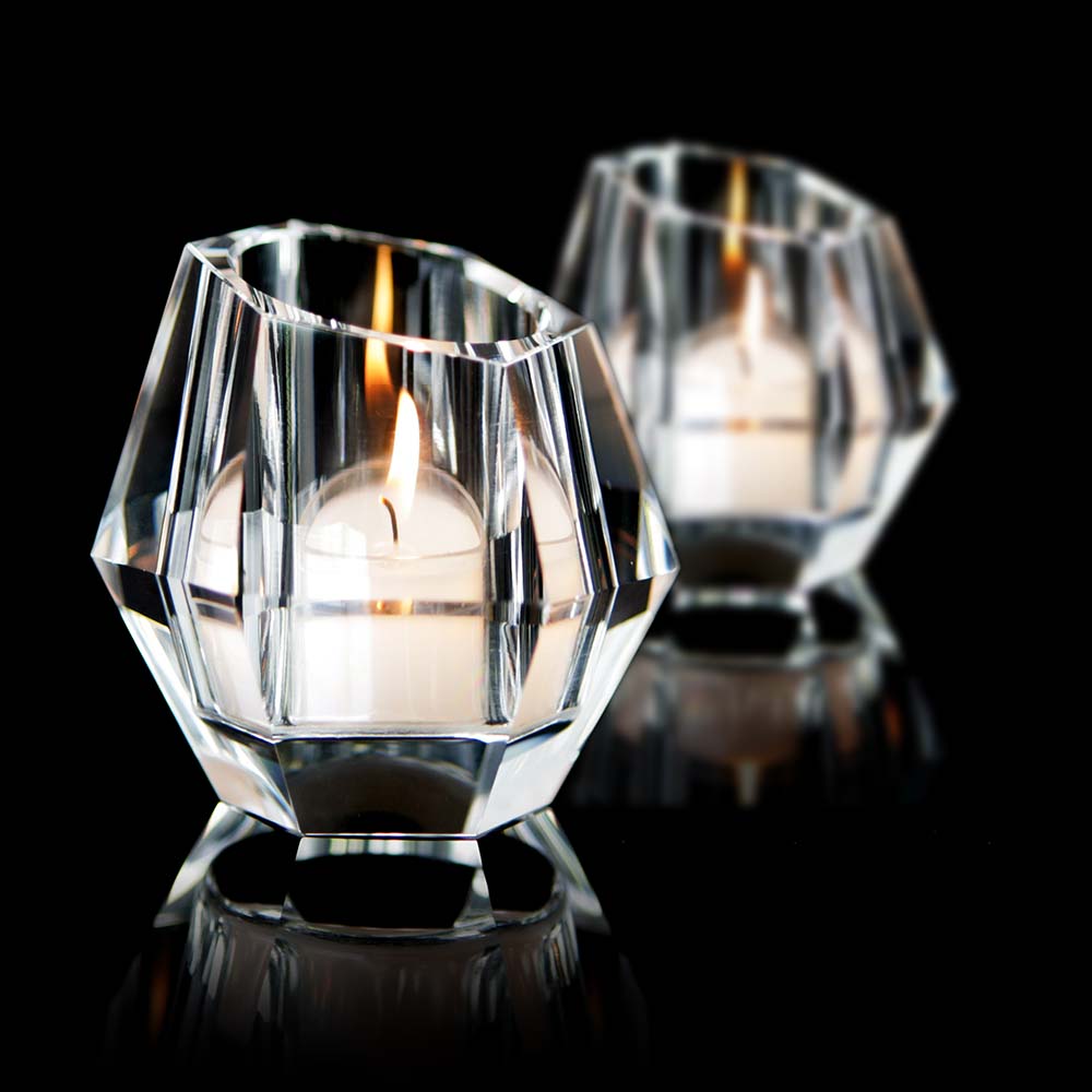 Vagnbys Diamond Tea Light Holder - Crystal (Set of 2)