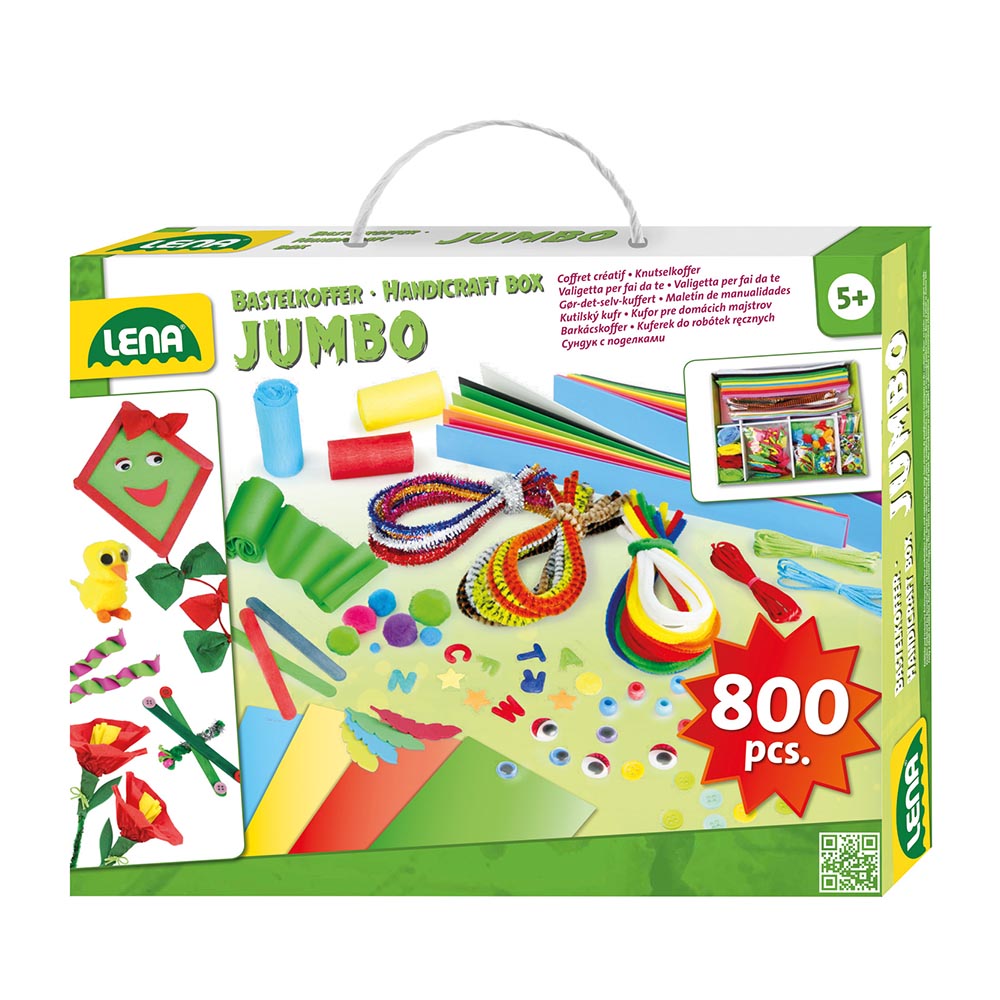 LENA Jumbo Arts & Craft Kit: Paper, Tape, Beads, Buttons Etc. 800 Pieces