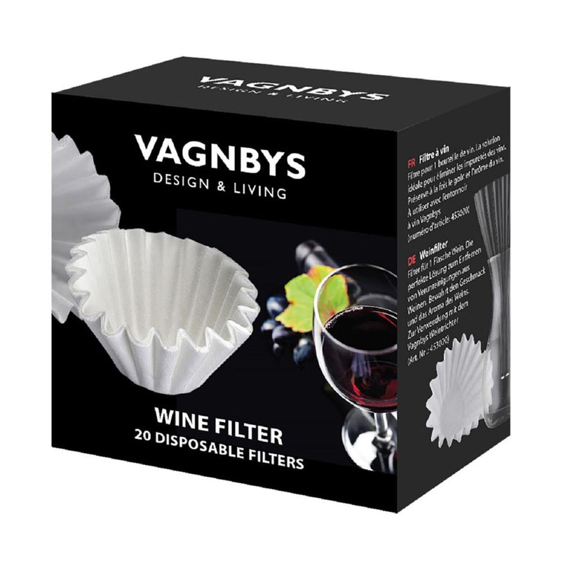 VAGNBYS Wine Filter - Wine Purifiner - Single Use Paper Filter (Box of 20)