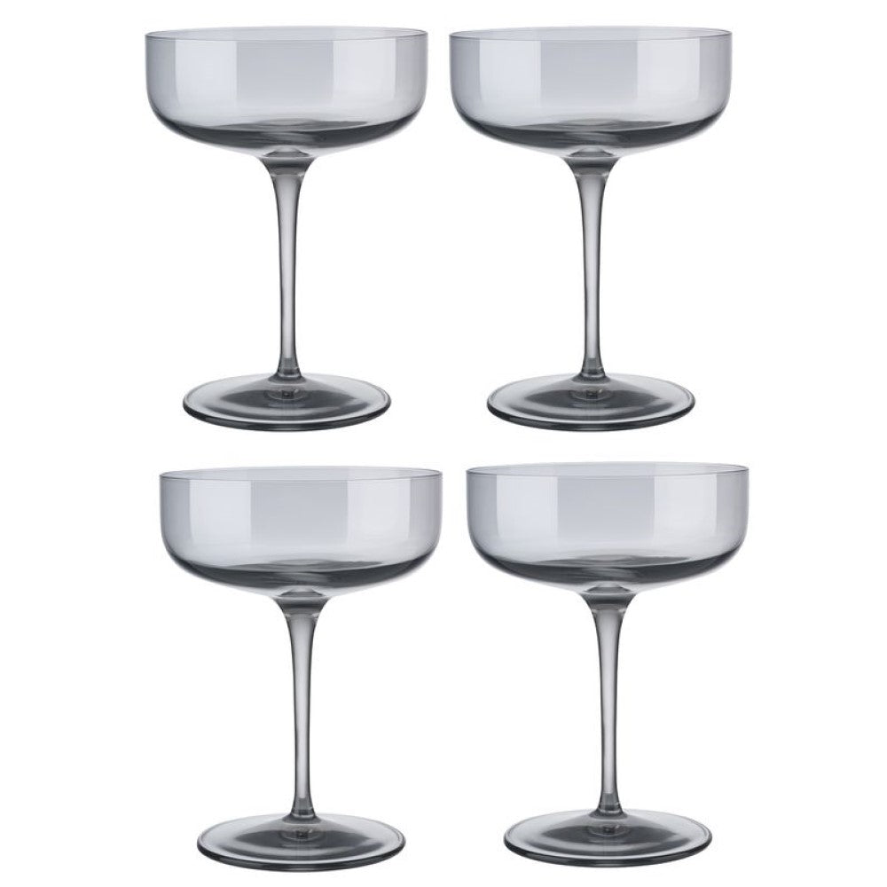 Blomus Champagne Coupe Glasses Tinted in Smoky-Grey Fuum Set of 4