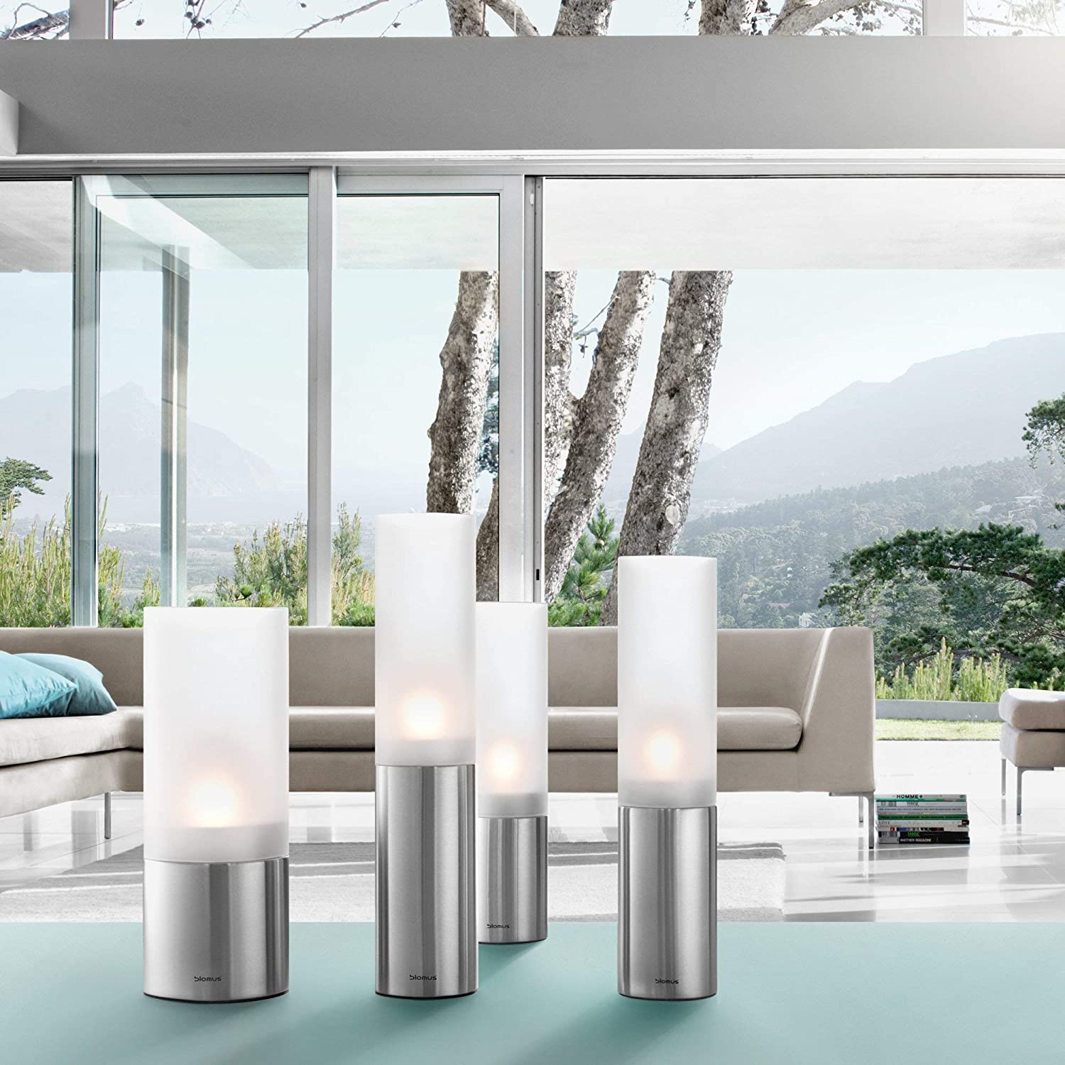 Blomus Tealight Holders: Matt Stainless-Steel with Frosted Glass FARO 3 Pcs