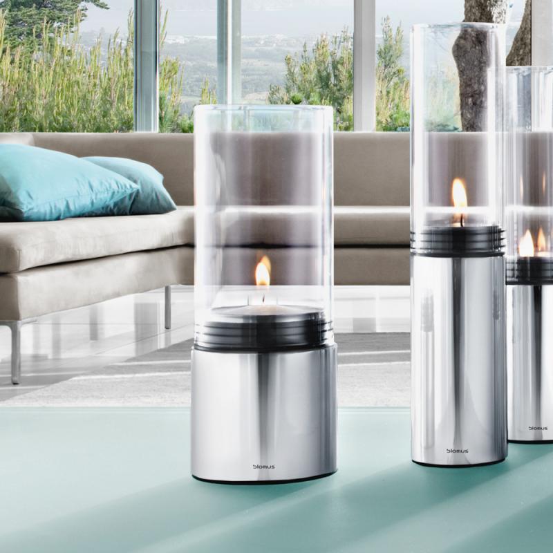 Blomus Tealight Holder: Polished Stainless-Steel with Clear Glass FARO