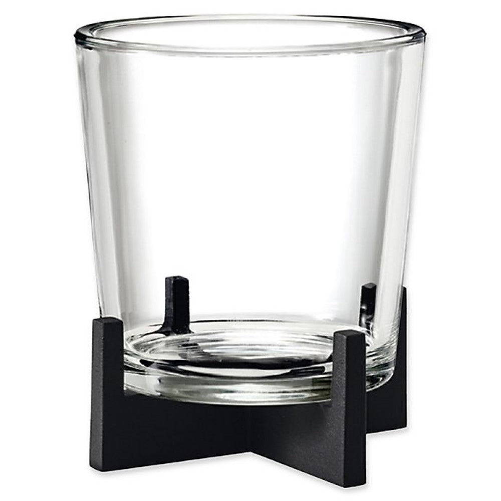 Blomus Candle Holder: Glass on Black Steel Base M NERO 15cm
