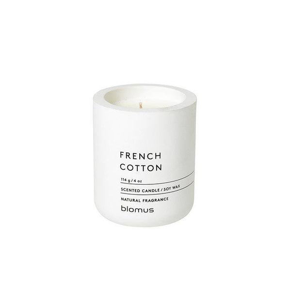 Blomus Scented Candle in Concrete Container French Cotton White FRAGA Small
