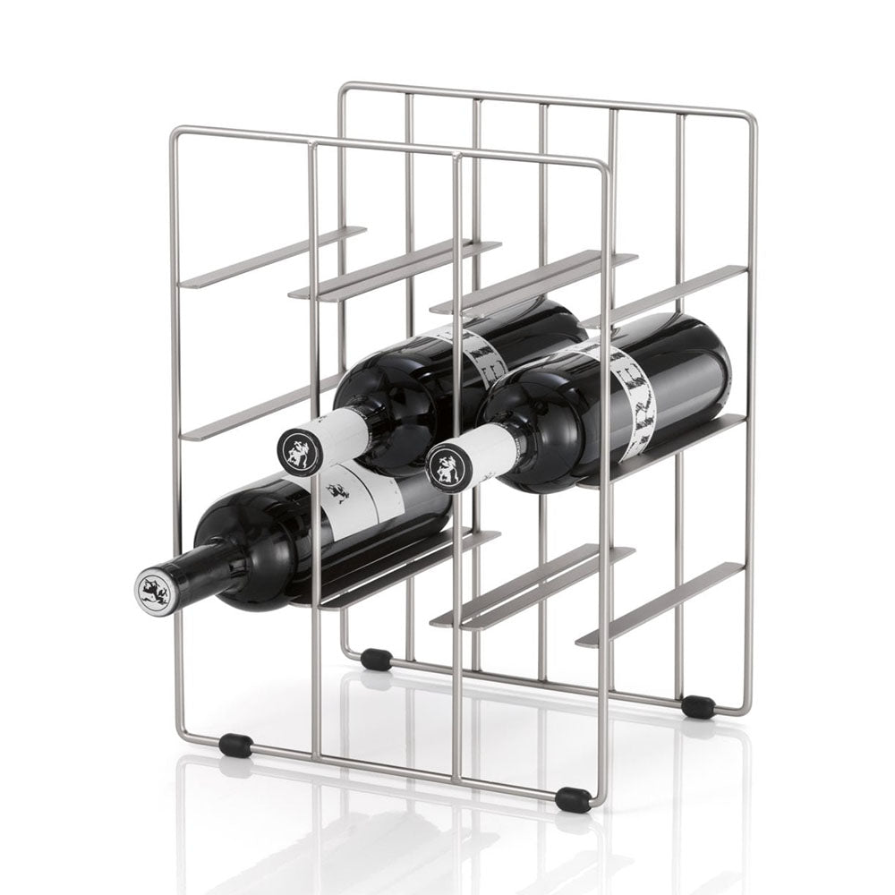 Blomus PILARE Wine Rack for 9 Bottles - Matt Nickel-Plated Steel