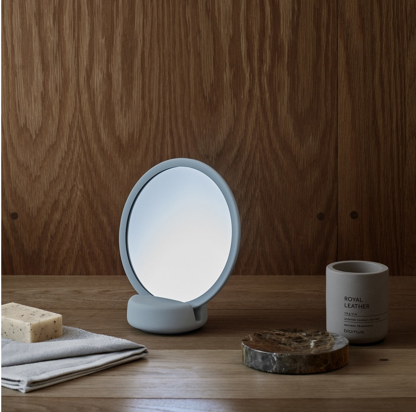 Blomus SONO Cosmetic Mirror with 5x Magnification and Removable Base - Satellite