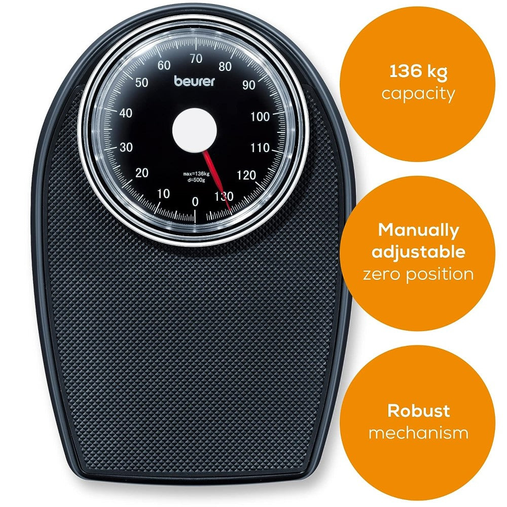 Beurer Mechanical Bathroom Scale: Analogue Scale, No Batteries Needed MS 40