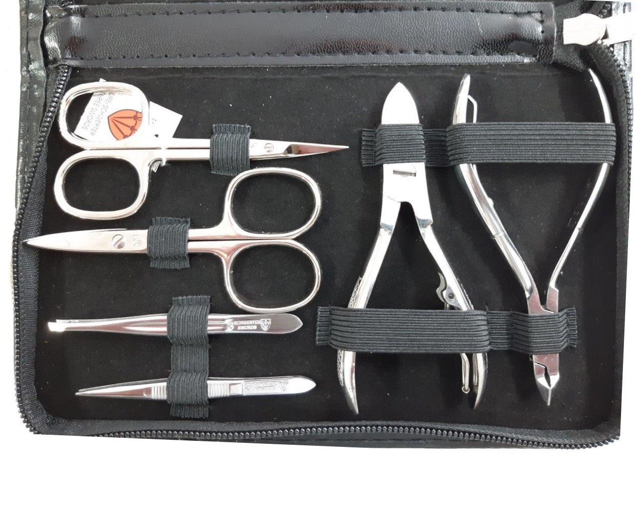 3 Swords Manicure Set: 16 Handmade Steel Nail Tools in a Black Leather Look Case 9210 PN