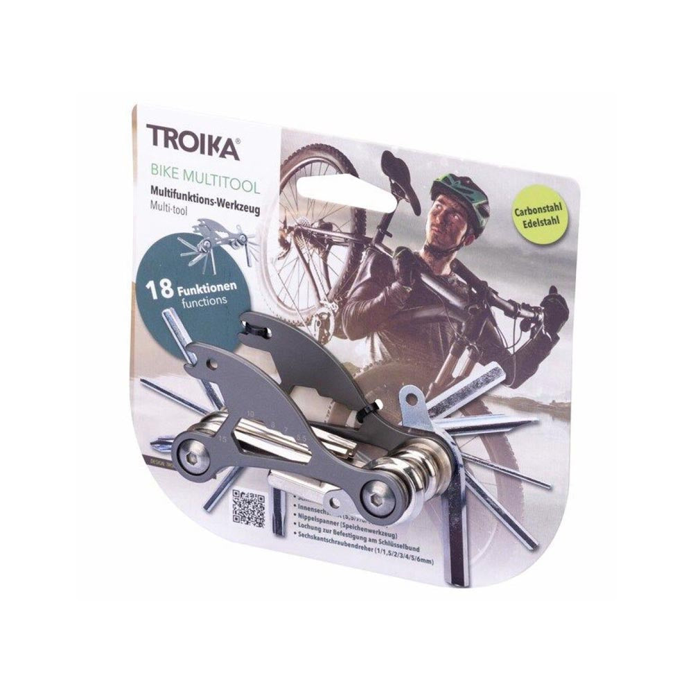 TROIKA Compact Bike Multi-Tool - 18 Functions - Grey
