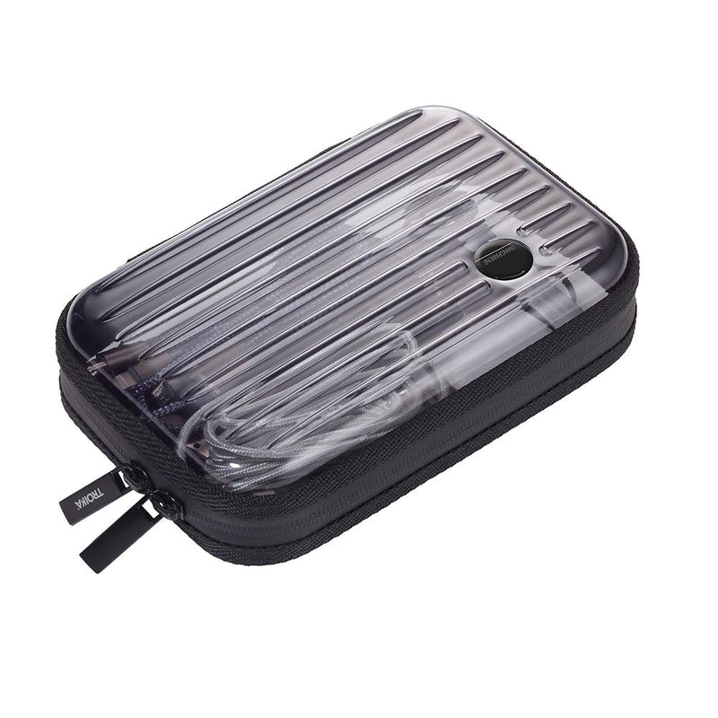 Troika Organiser Travel Case with Zip Transparent Clear Case