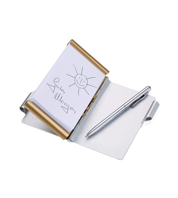 Troika Flip Note Metal Case For Cards/Cash With Notepad & Pen - Silver Scale