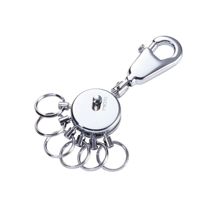Troika Keyring With Carabiner and 6 Rings PATENT - Silver