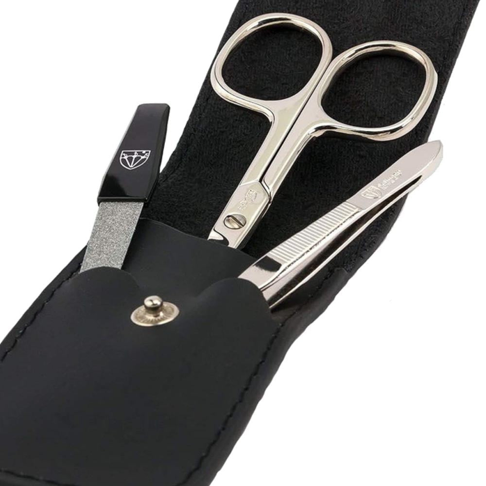Kellermann 3 Swords Manicure Set Genuine Leather Premium - Black L 56771 P N