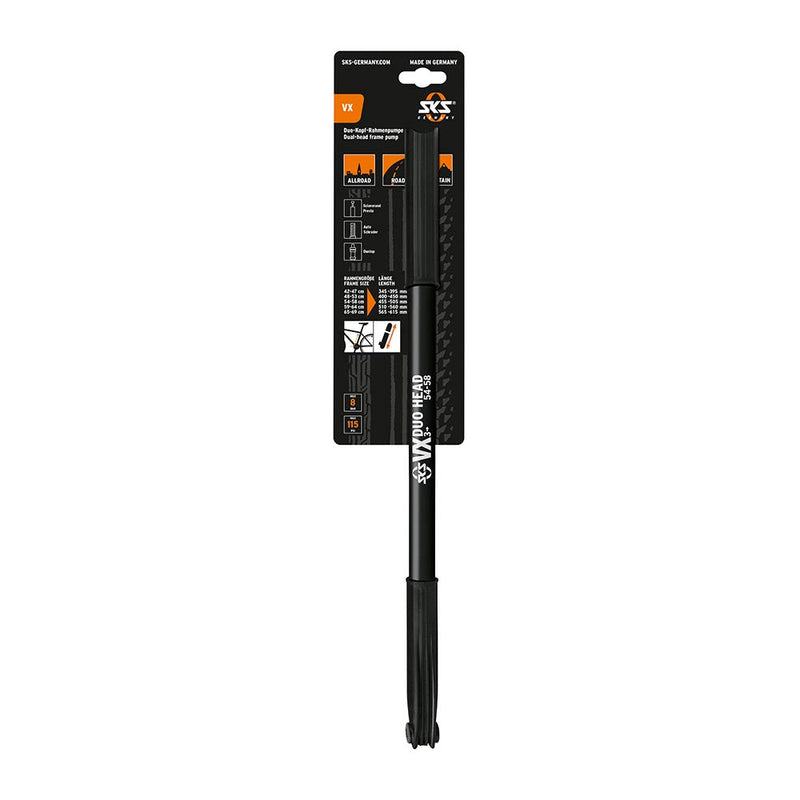 SKS Bicycle Frame Pump with Dual Head for all Valves VX Compressor-3 505mm Black