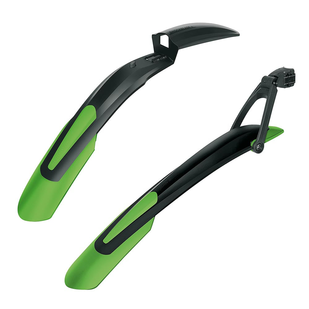 SKS Front and Rear Mudguard SHOCKBLADE AND X-BLADE SET in GREEN 29 INCH