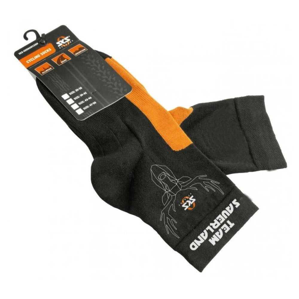 SKS Germany Cycling Socks Black & Orange - RSA Size 3-5