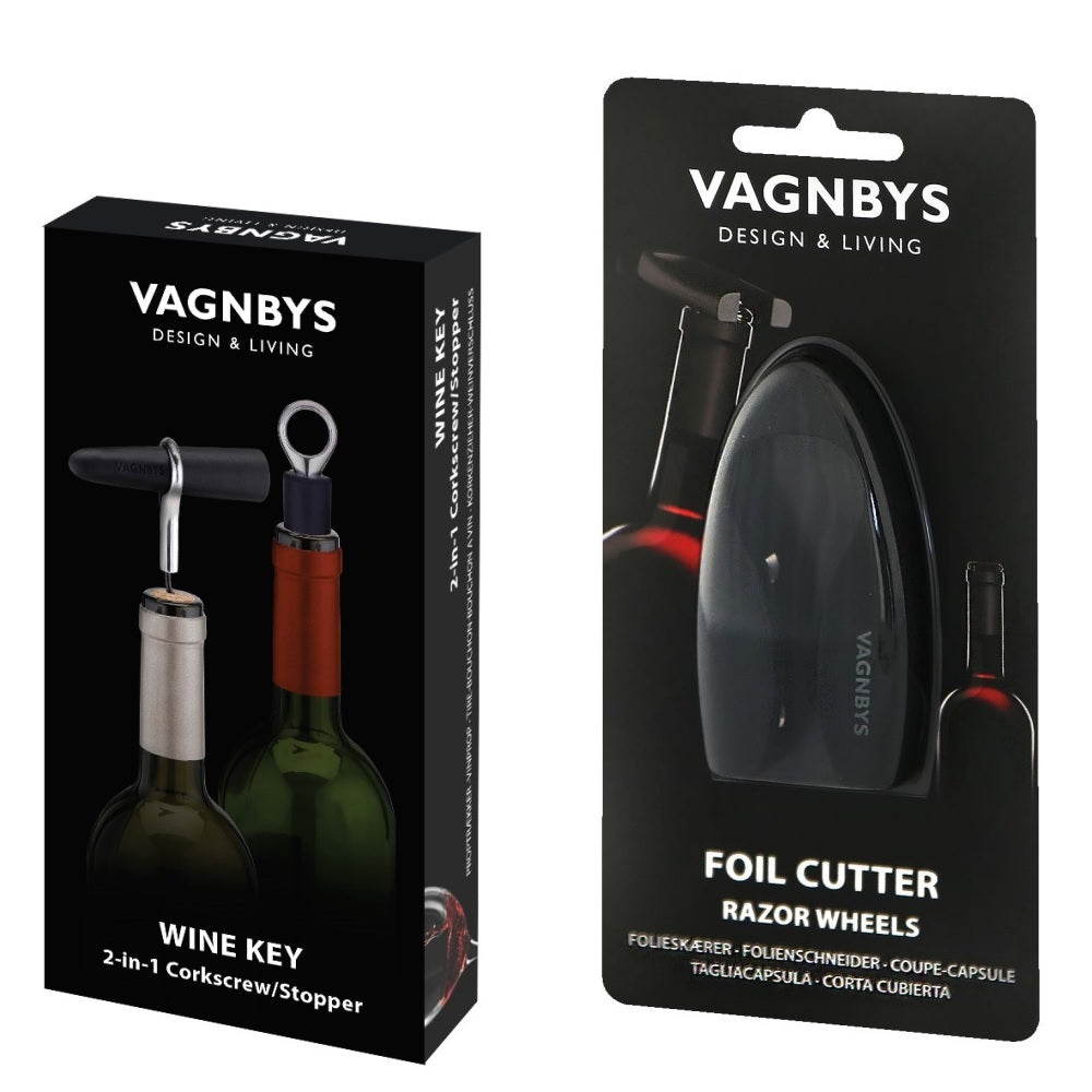 VAGNBYS Barware Tool Set: 2-in-1 Corkscrew / Wine Stopper & 1x Foil Cutter